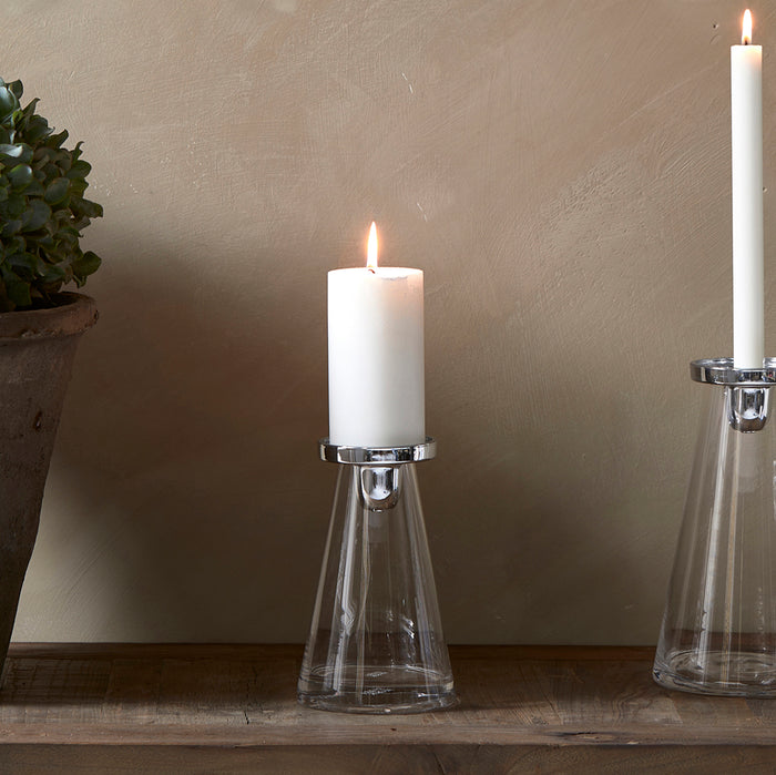 Riviera Maison kaarshouder glas, kandelaar - Solène - Transparant
