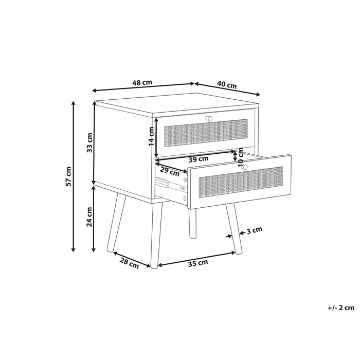 Beliani - PEROTE - Nachtkastje - Lichte houtkleur - Rotan