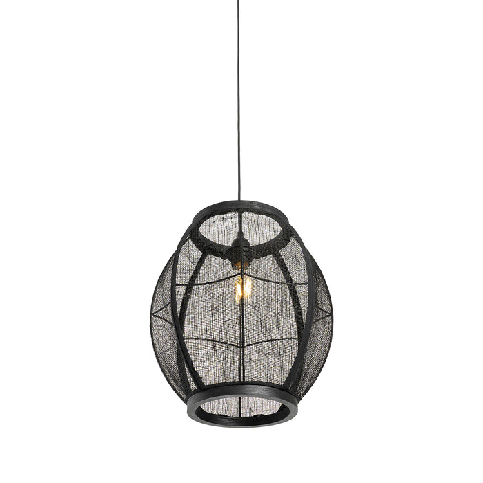 QAZQA Oosterse hanglamp zwart stof 35 cm - Rob