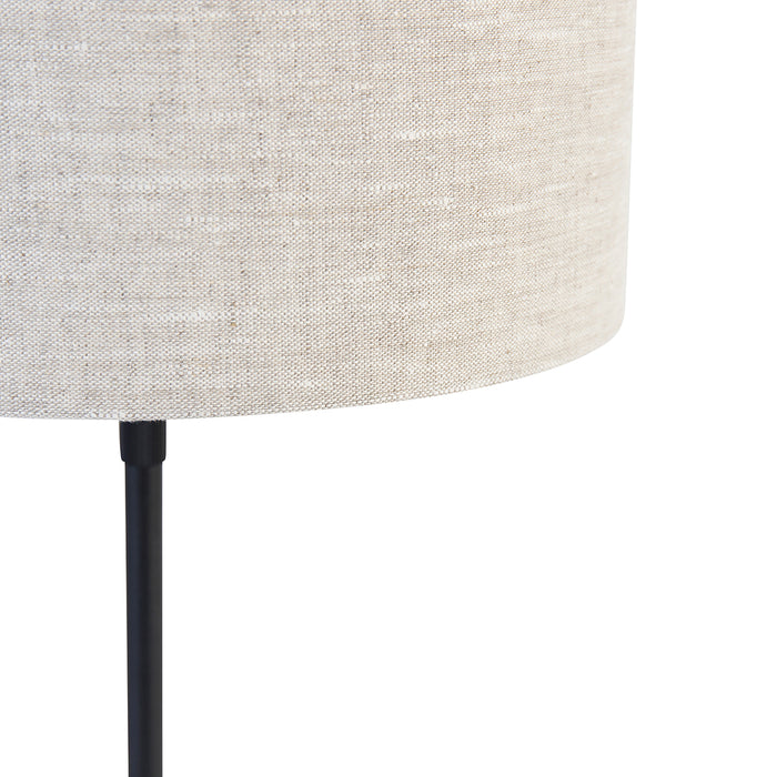 QAZQA Tafellamp zwart verstelbaar met kap lichtgrijs 35 cm - Parte