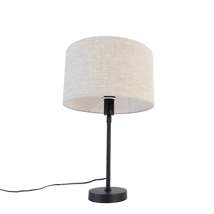 QAZQA Tafellamp zwart verstelbaar met kap lichtgrijs 35 cm - Parte