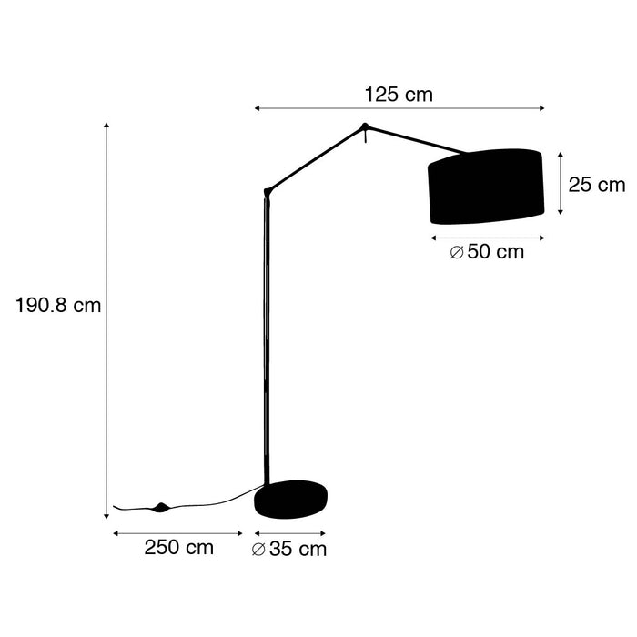 QAZQA Vloerlamp zwart met kap lichtbruin 50 cm verstelbaar - Editor