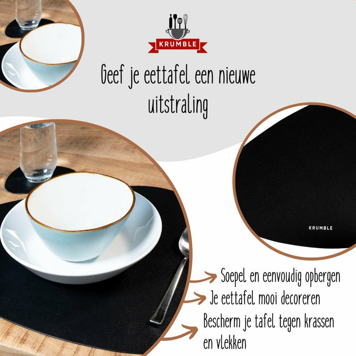 Krumble Placemat set design - 4 stuks - Zwart