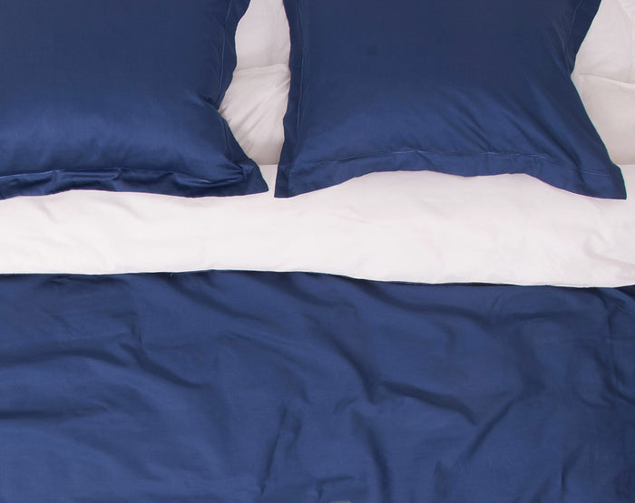 Seashell Dekbedovertrek katoensatijn 140x200|220cm - blauw wit