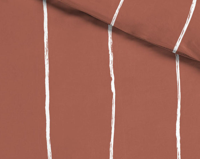 Seashell Fair Dekbedovertrek - 140x200cm - terracotta lily streep