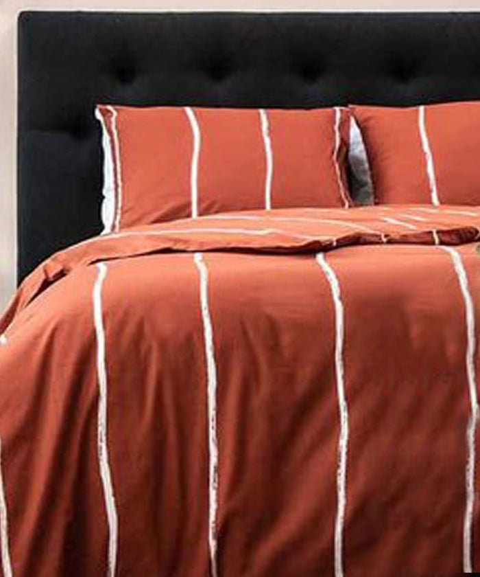 Seashell Fair Dekbedovertrek - 140x200cm - terracotta lily streep