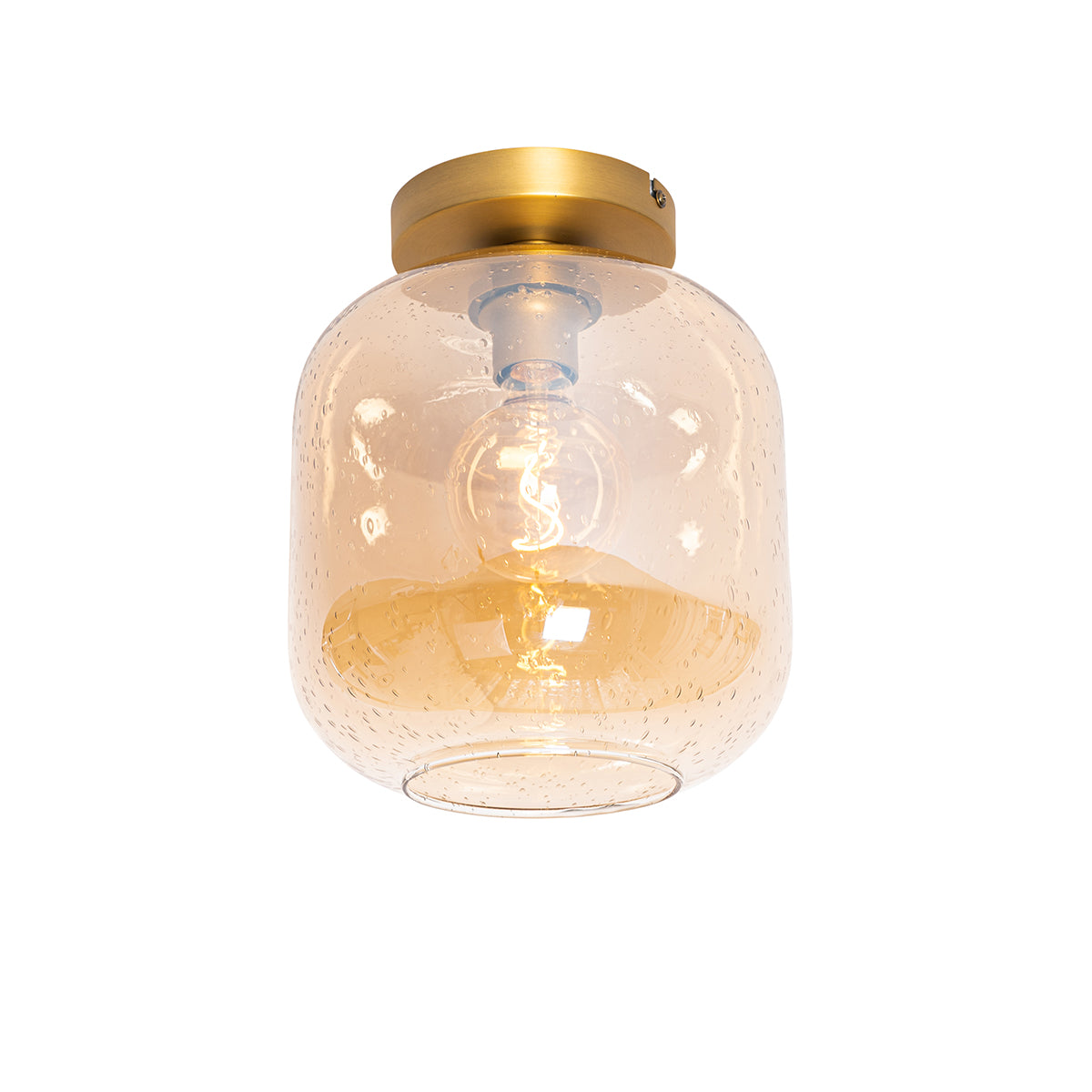 QAZQA Design plafondlamp messing en amber glas - Zuzanna