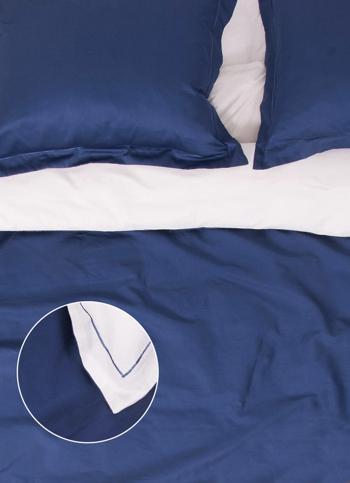 Seashell Dekbedovertrek katoensatijn 200x200|260cm blauw wit