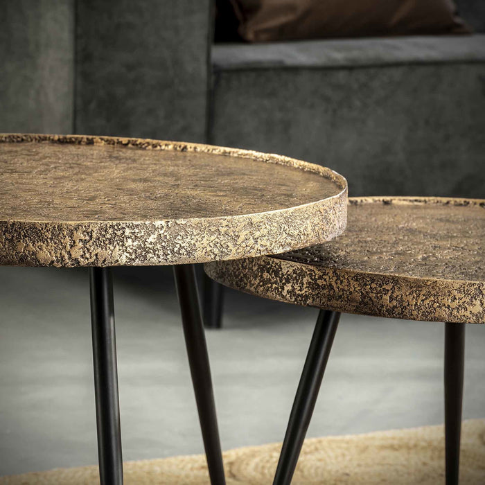 Duverger® Heavy Metal - Salontafel - set van 2 - rond - metaal - antie