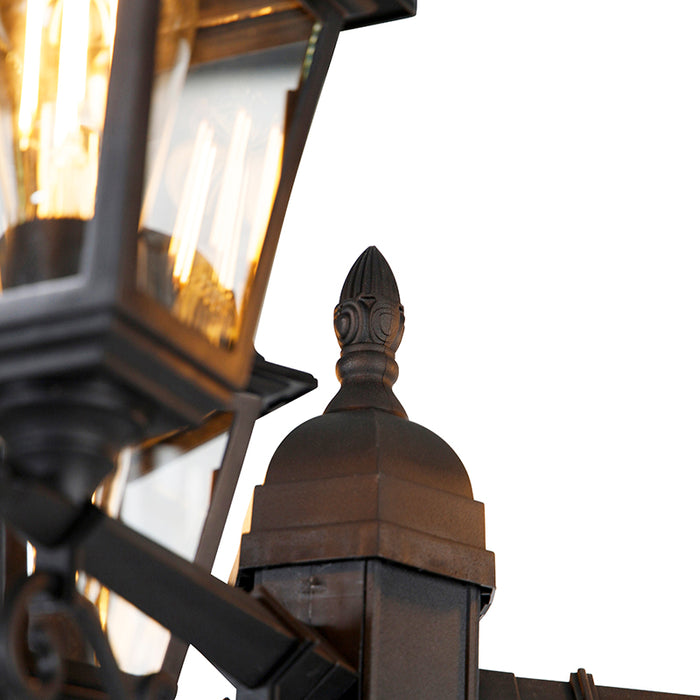 QAZQA Smart lantaarn zwart 3-lichts IP44 incl. Wifi ST64 - Capital