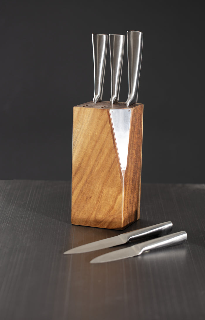 Messenset met Messenblok van Acacia 6-delig