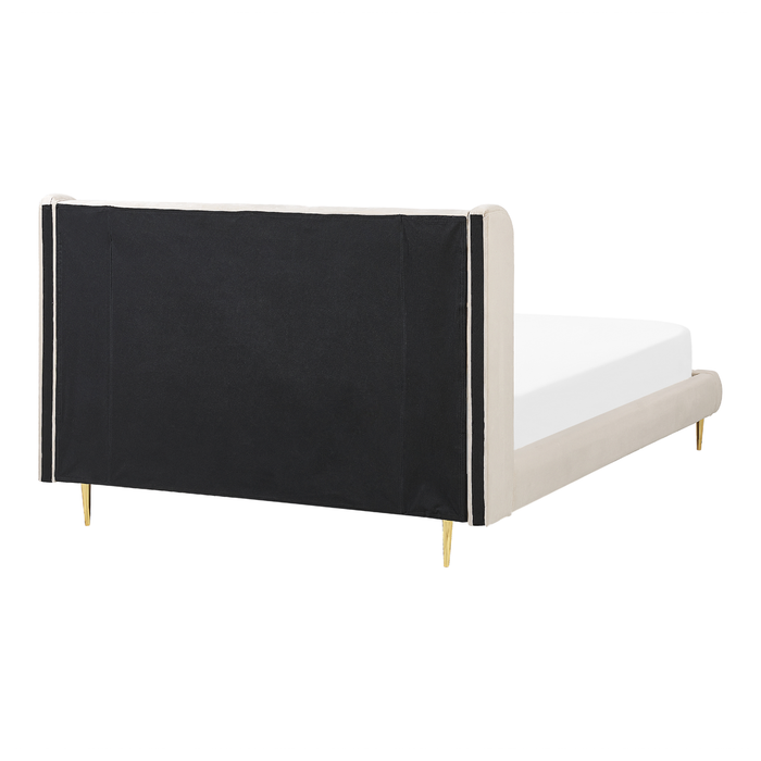 Beliani - FORBACH - Tweepersoonsbed - Beige - 140 x 200 cm - Fluweel