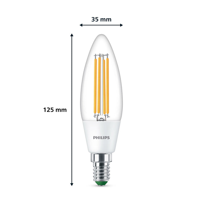 Philips LED Ultra Efficient kaars lamp helder niet dimbaar (2-pack) -…