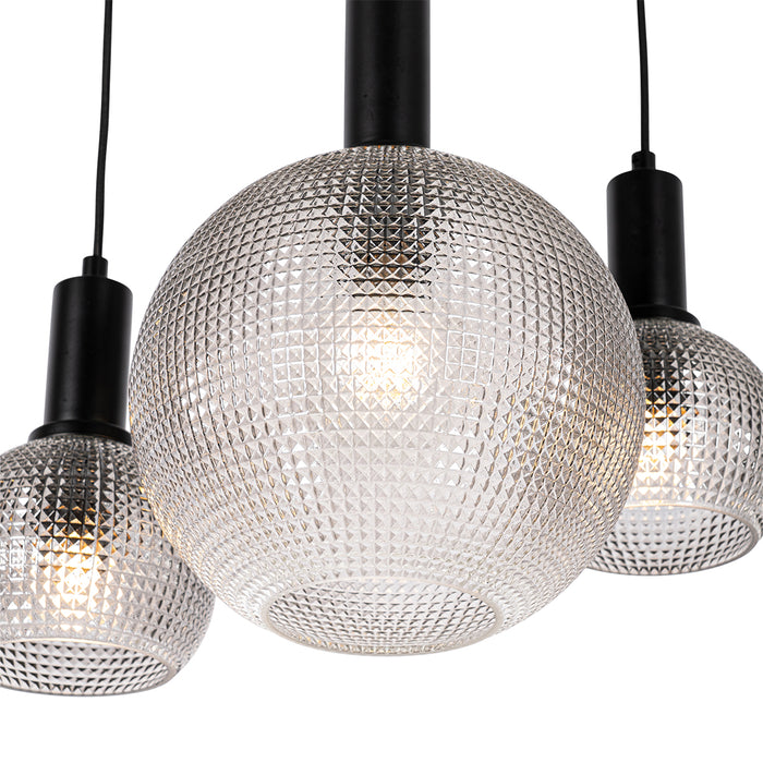 QAZQA Design hanglamp zwart met smoke glas 8-lichts - Chico