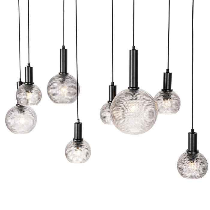 QAZQA Design hanglamp zwart met smoke glas 8-lichts - Chico