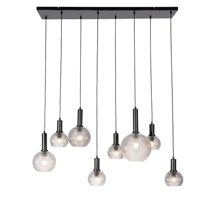 QAZQA Design hanglamp zwart met smoke glas 8-lichts - Chico