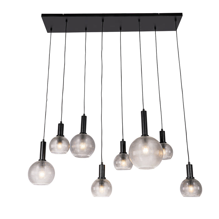 QAZQA Design hanglamp zwart met smoke glas 8-lichts - Chico