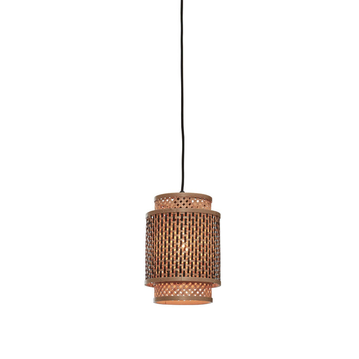 GOOD&MOJO Hanglamp Bhutan - Bamboe|Zwart - Ø18x25cm