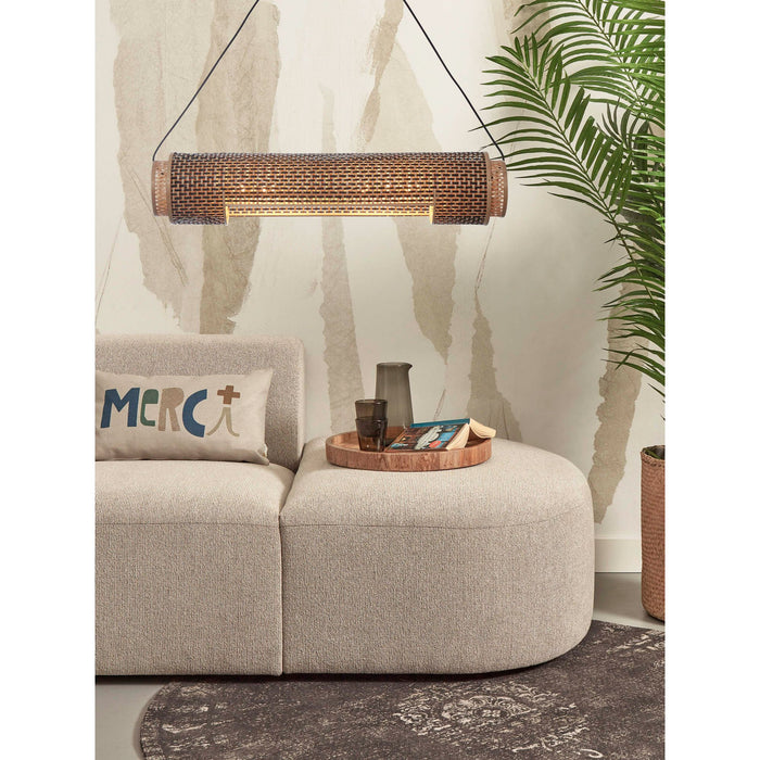 GOOD&MOJO Hanglamp Bhutan - Bamboe|Zwart - 85x15x15cm