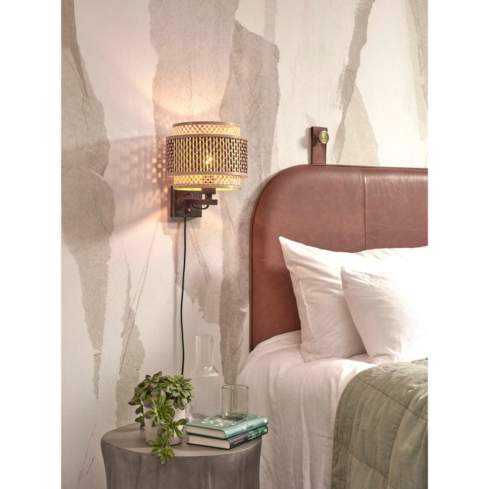 GOOD&MOJO Wandlamp Bhutan - Bamboe|Zwart - Ø25cm