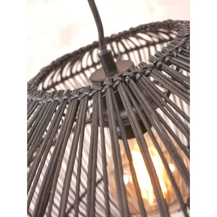 GOOD&MOJO Hanglamp Zanzibar - Rotan Zwart - Ø40x30cm