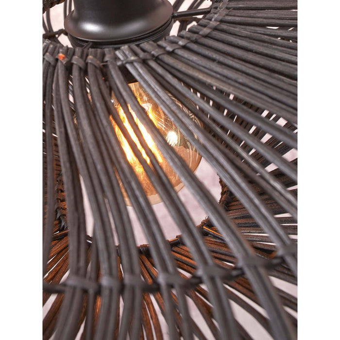 GOOD&MOJO Plafonniere Zanzibar - Rotan Zwart - Ø40cm