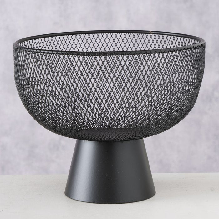 CASA DI ELTURO Fruitmand Opbergmand Mesh op voet Zwart - Ø25cm x H20cm
