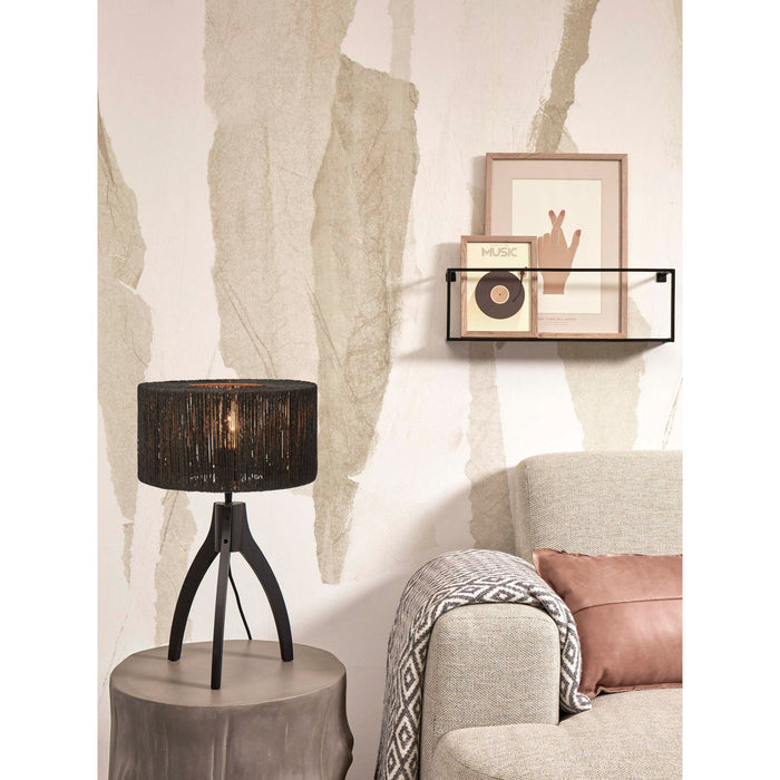 GOOD&MOJO Tafellamp Iguazu - Jute|Bamboe Zwart - Ø30x41cm