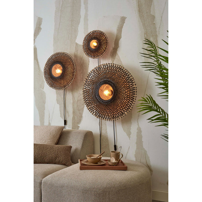 GOOD&MOJO Kalimantan Wandlamp Rond - Ø60cm - Zwart / Bamboe