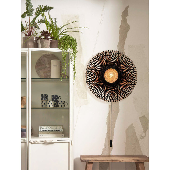 GOOD&MOJO Kalimantan Wandlamp Rond - Ø60cm - Zwart / Bamboe