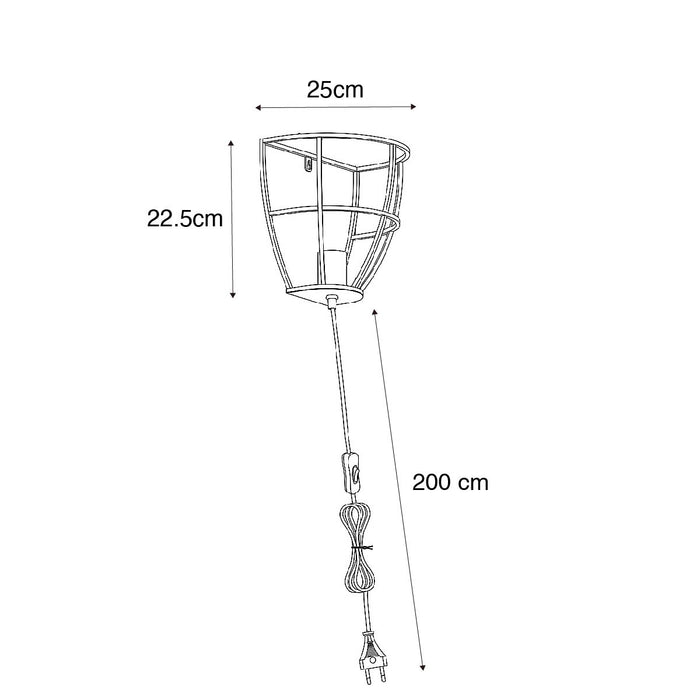 QAZQA Industriële wandlamp donkergrijs met schakelaar - Arthur