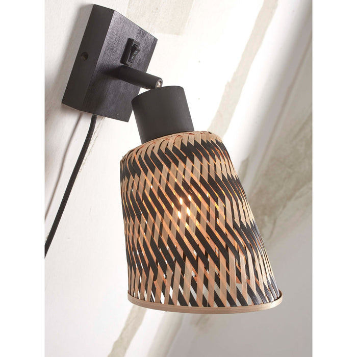 GOOD&MOJO Wandlamp Java - Bamboe Zwart|Naturel - Ø15cm