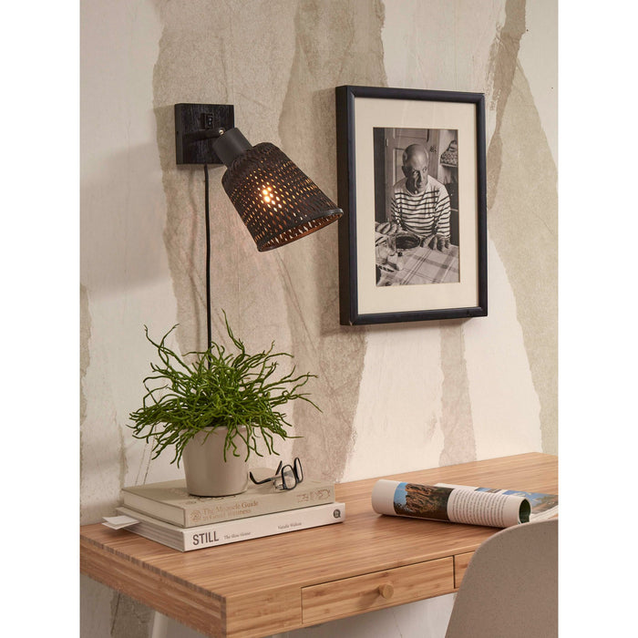 GOOD&MOJO Wandlamp Java - Bamboe Zwart - Ø15cm