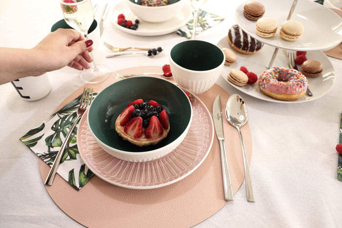 Jay Hill Placemat Leer - Grijs | Roze - dubbelzijdig - ø 38 cm