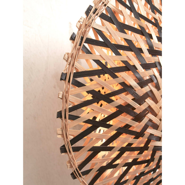 GOOD&MOJO Kalimantan Wandlamp Rond - Ø30cm - Zwart / Bamboe