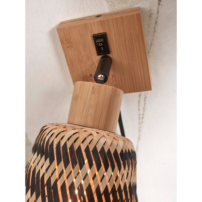 GOOD&MOJO Wandlamp Java - Bamboe Naturel|Zwart - Ø15cm