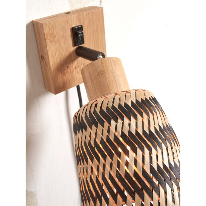 GOOD&MOJO Wandlamp Java - Bamboe Naturel|Zwart - Ø15cm