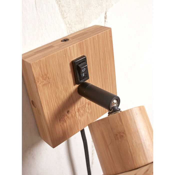 GOOD&MOJO Wandlamp Java - Bamboe Naturel|Zwart - Ø15cm