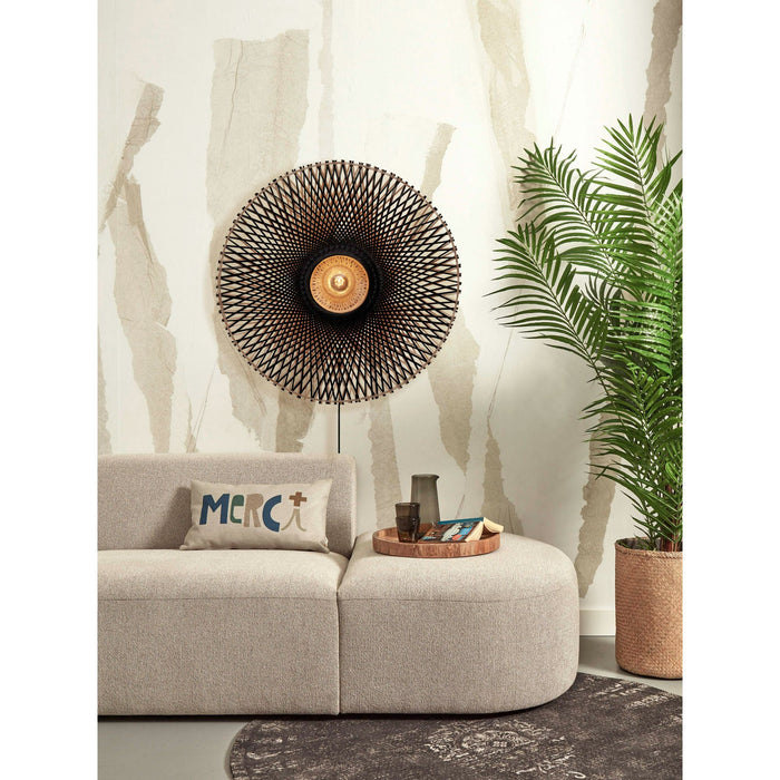 GOOD&MOJO Kalimantan Wandlamp Rond - Ø87cm - Zwart / Bamboe