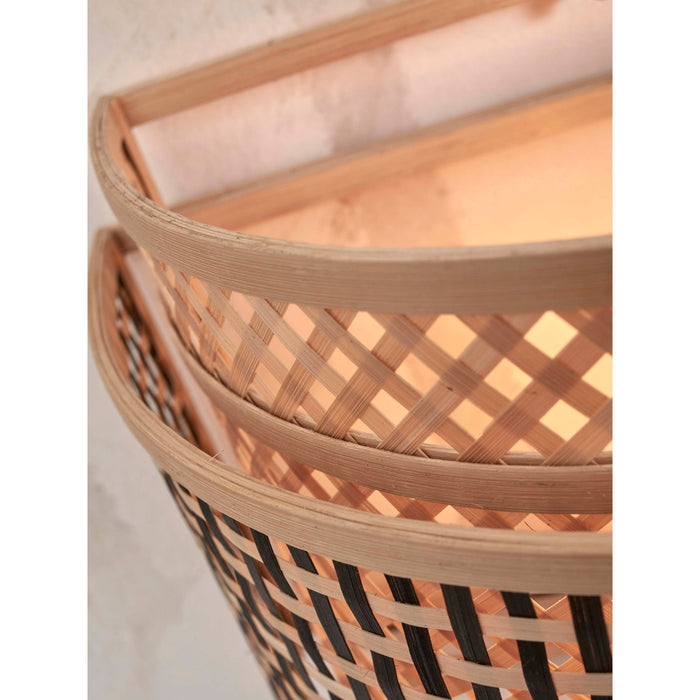 GOOD&MOJO Wandlamp Bhutan - Bamboe|Zwart - 32x16x27cm