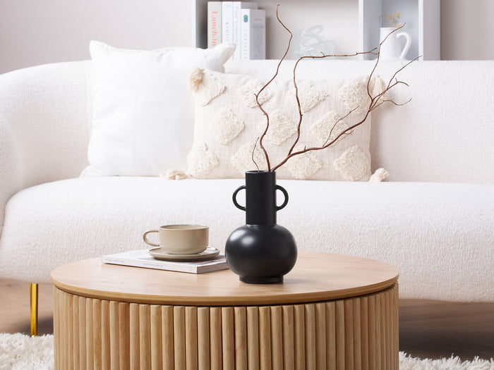 Beliani - PEREA - Bloemenvaas - Zwart - Porselein