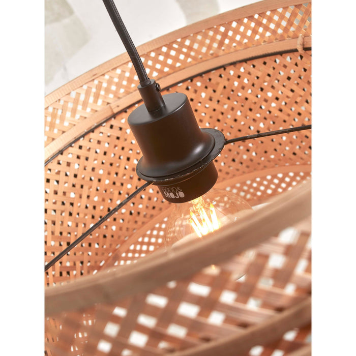 GOOD&MOJO Vloerlamp Bhutan - Bamboe Zwart|Naturel - 55x31x150cm