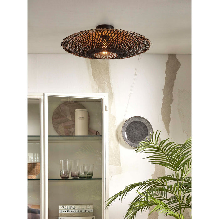 GOOD&MOJO Kalimantan Plafondlamp - Ø60cm - Zwart / Bamboe