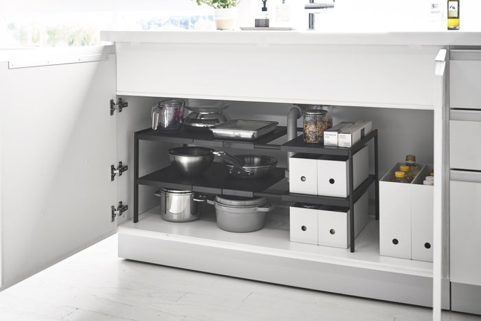 Yamazaki Keukenkast Organizer Uitschuifbaar - 2 niveau - Tower - Zwart