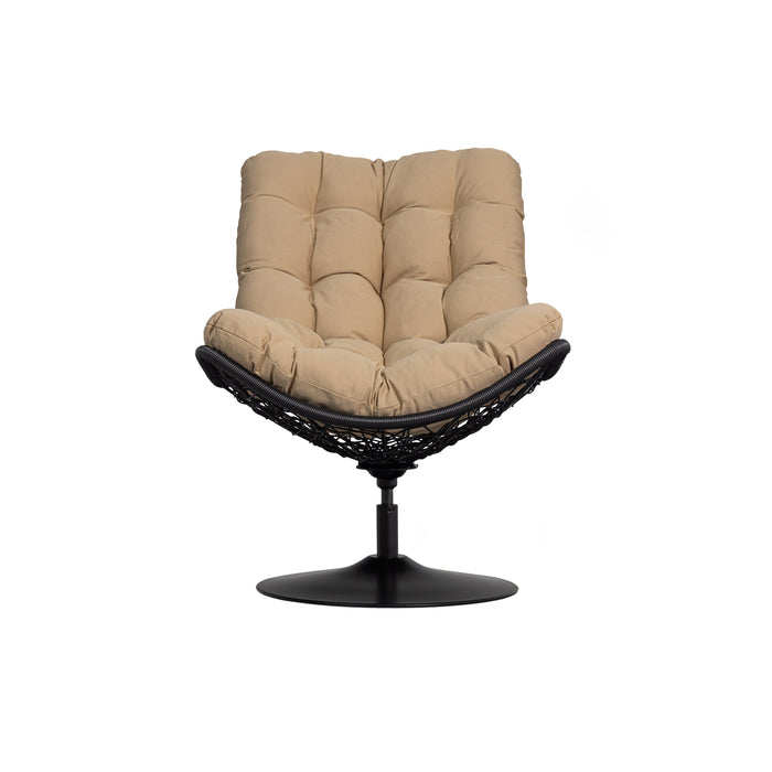 WOOOD Draaifauteuil Buiten Vive - Rattan - Zand|Zwart - 37x63x46