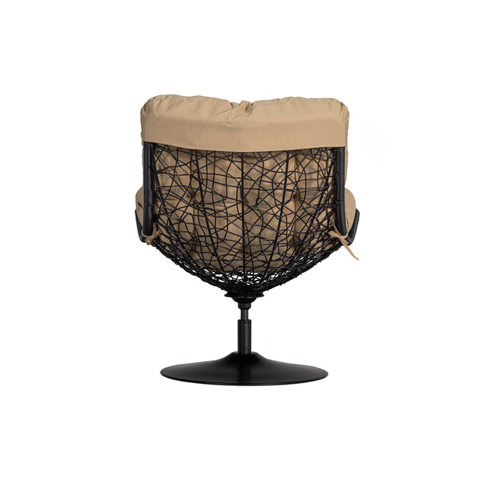 WOOOD Draaifauteuil Buiten Vive - Rattan - Zand|Zwart - 37x63x46