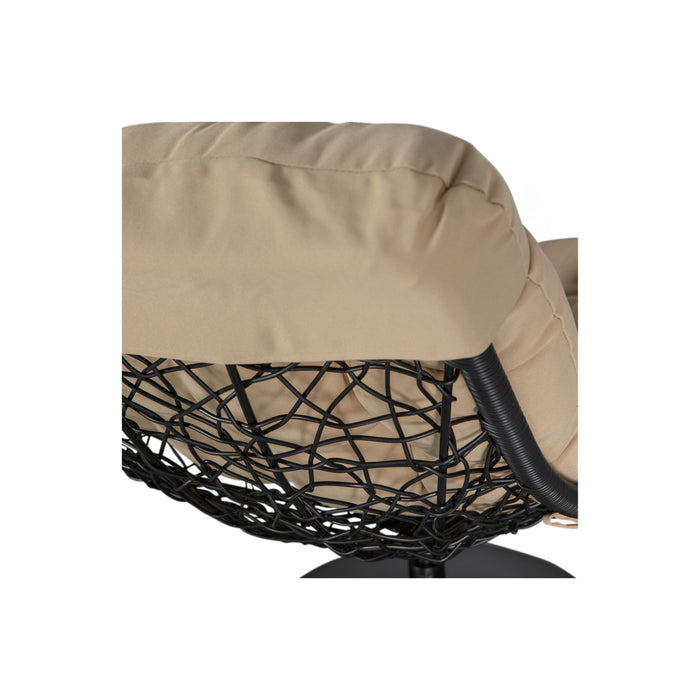 WOOOD Draaifauteuil Buiten Vive - Rattan - Zand|Zwart - 37x63x46