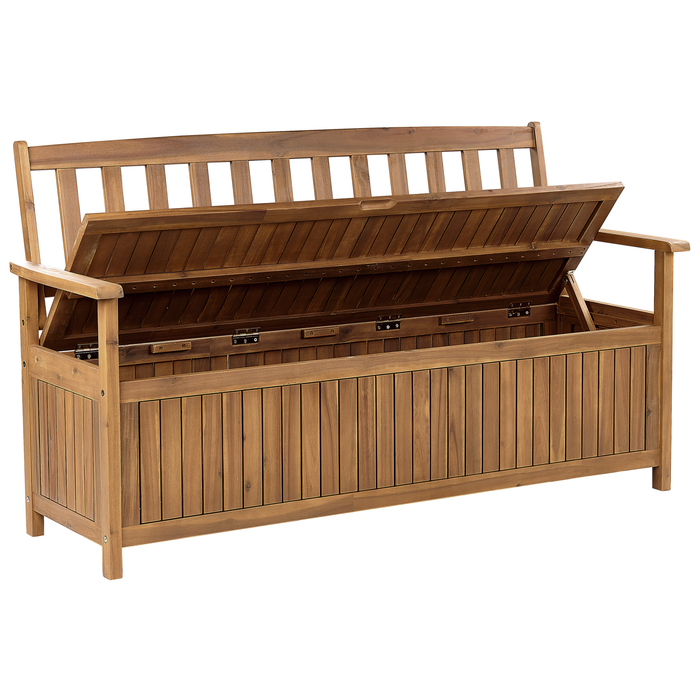 Beliani-SOVANA-Bank met opbergruimte-Lichte houtkleur-Acaciahout