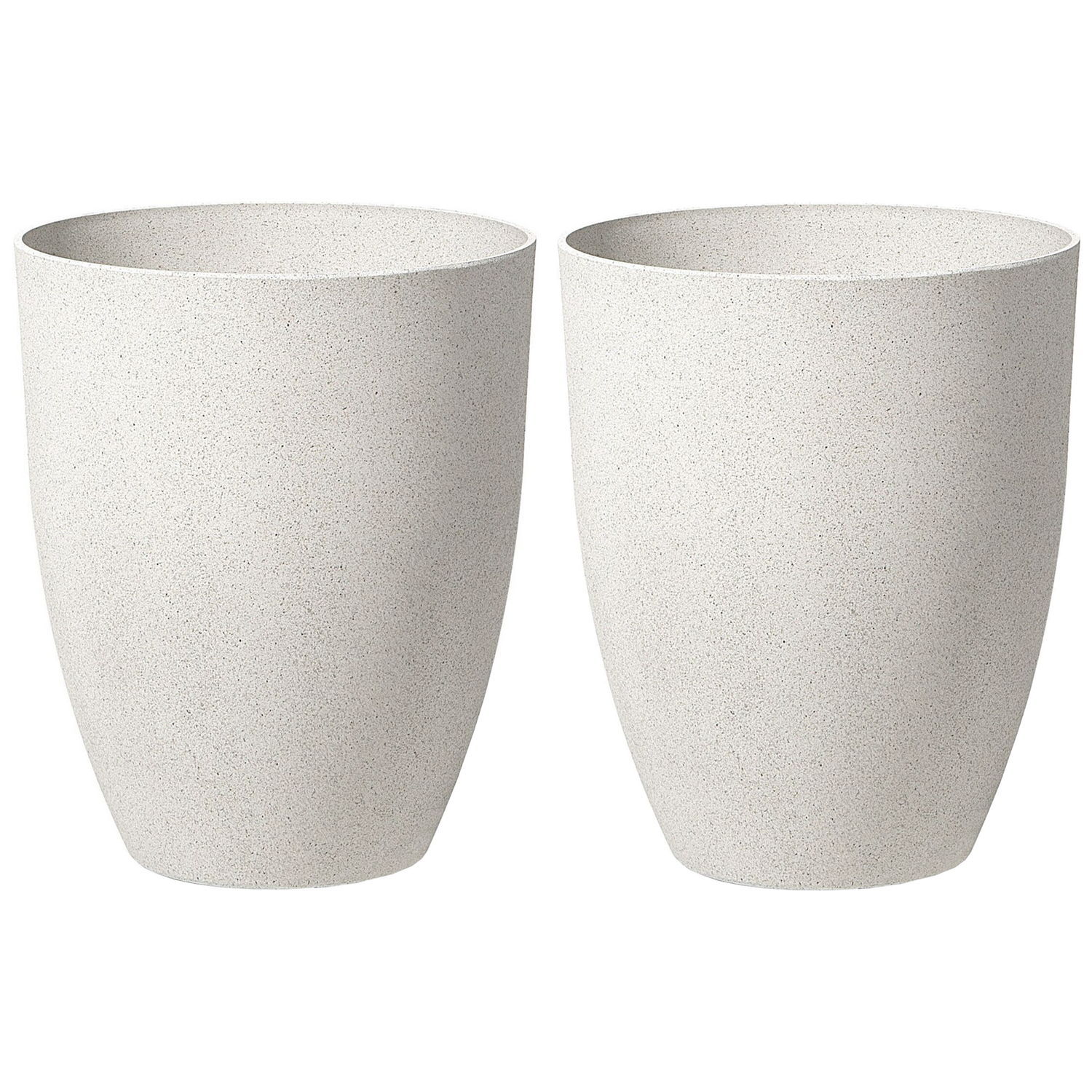 Beliani-CROTON-Bloempot set van 2-Gebroken wit-43 cm-Stenenmix