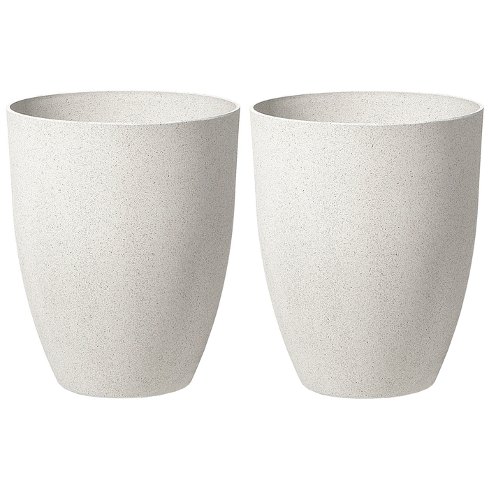 Beliani-CROTON-Bloempot set van 2-Gebroken wit-43 cm-Stenenmix